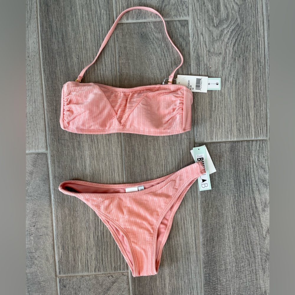 Bikini Lab pink super soft ribbed bikini NWT medium